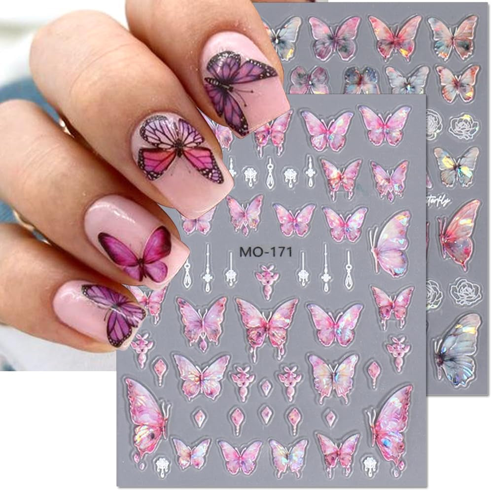 Autocollants pour ongles papillon en relief 5D autocollants de décoration d'ongles papillons auto-adhésifs autocollants d'art d'ongle de papillon aurore autocollants d'art d'ongle de papillon de conception d'accessoires d'ongle autocollants d'art d'ongle de papillon
