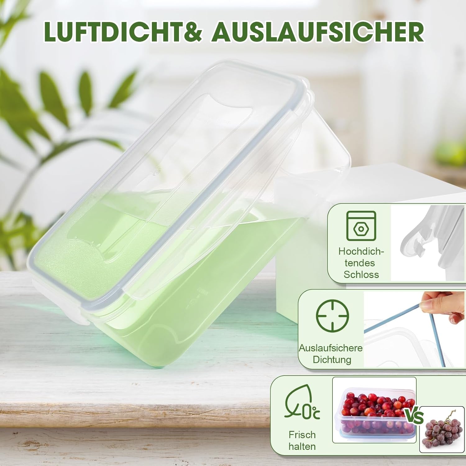 YASHE Pot de Conservation des Aliments avec Couvercle, Ensemble de 12 Pots de Conservation en Plastique, sans BPA, 100 % étanches, empilables et Transparentes, boîtes de Conservation des Aliments Naty Shop