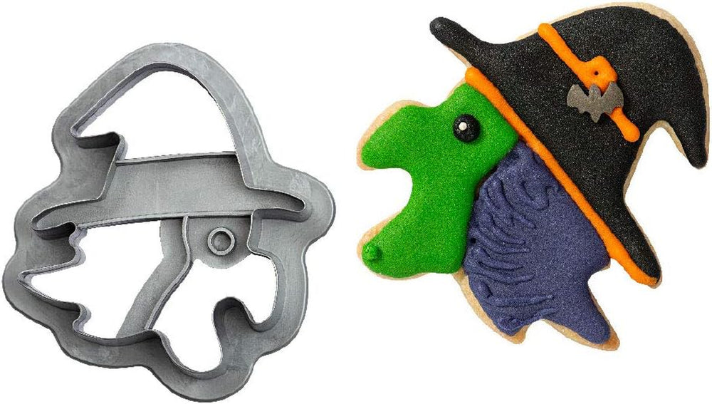 0255093 Moule à biscuits en plastique Befana Witch, 8 x 2,2 cm, gris