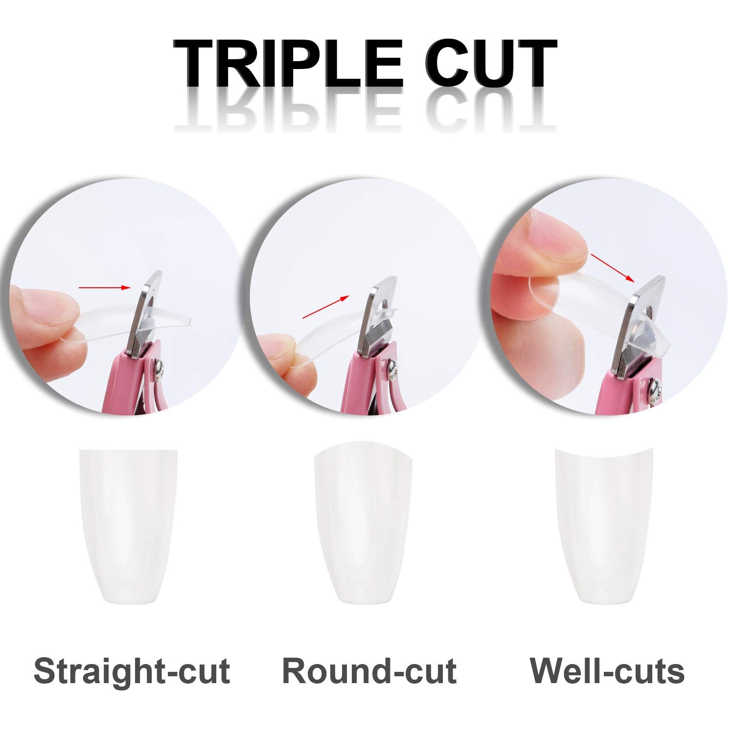 MWOOT 3 Pièces Pinces à Faux Ongles Pinces à Ongles en Acrylique, Outil de Manucure Coupe-Ongles en Acier Inoxydable pour Ongles en Gel Artificiel Acrylique