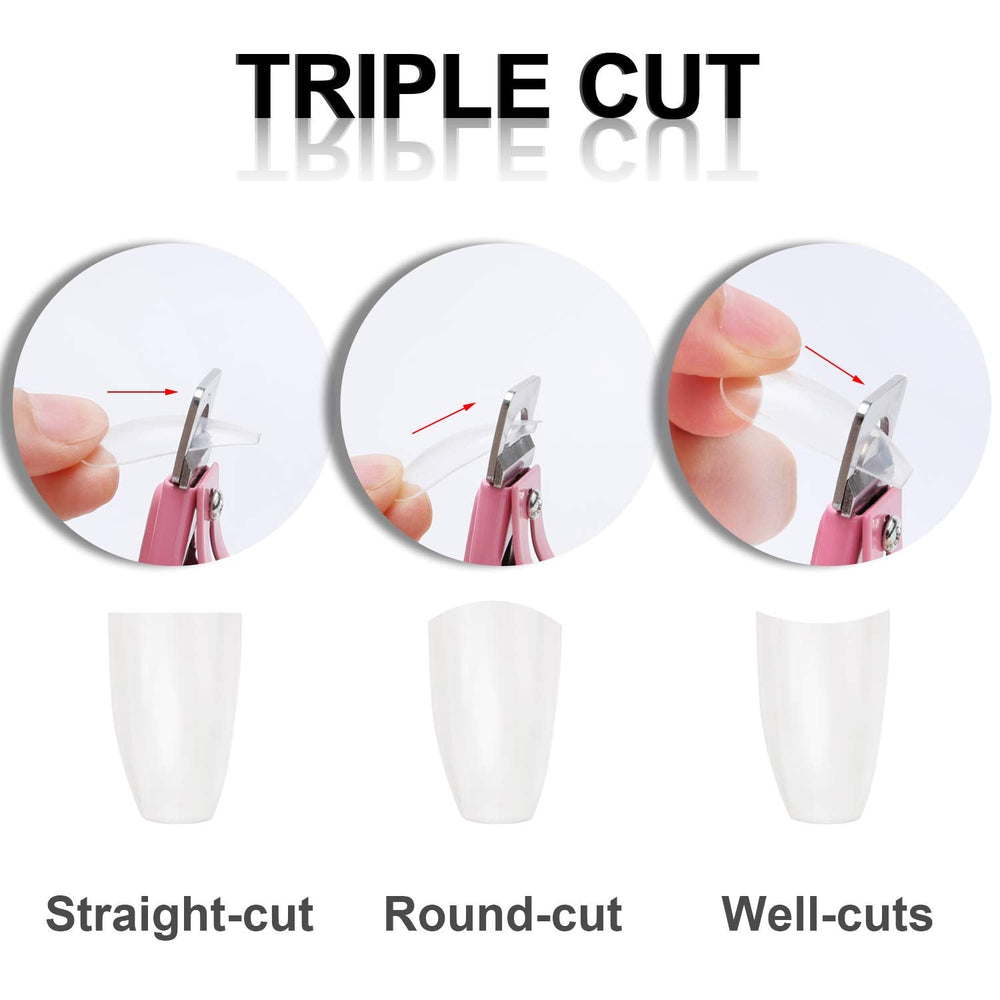 MWOOT 3 Pièces Pinces à Faux Ongles Pinces à Ongles en Acrylique, Outil de Manucure Coupe-Ongles en Acier Inoxydable pour Ongles en Gel Artificiel Acrylique