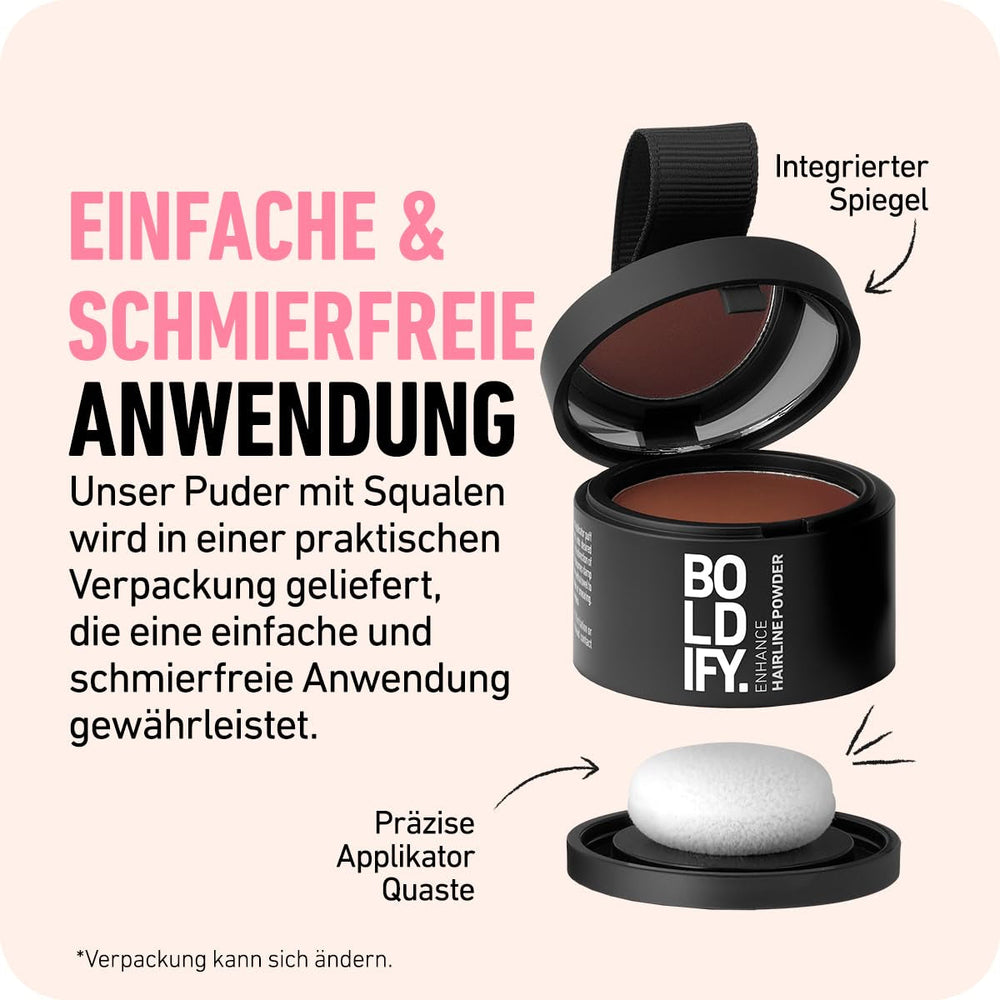 BOLDIFY Root Powder 4g - Correcteur de cheveux épaississant pour femmes et hommes 48h Couverture grise Maquillage capillaire imperméable pour dissimuler les racines (Noir) Naty Shop Coloration Capillaire