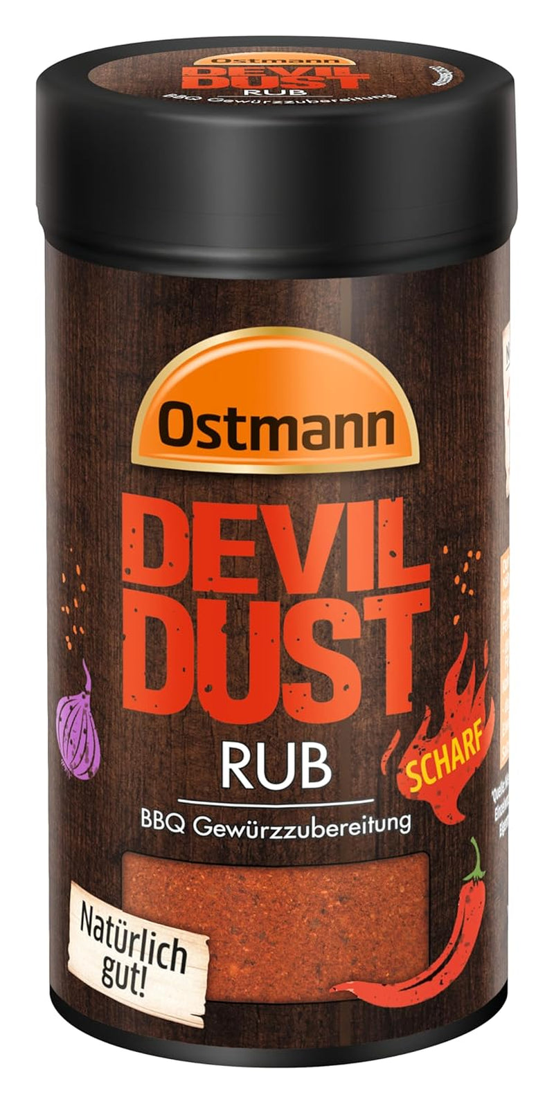 Ostmann Gewürze - Poussière du Diable | BBQ Rub Gewürzzubereitung | Scharfe Trockenmarinade pour viande de grillade | 140 g en Streuer