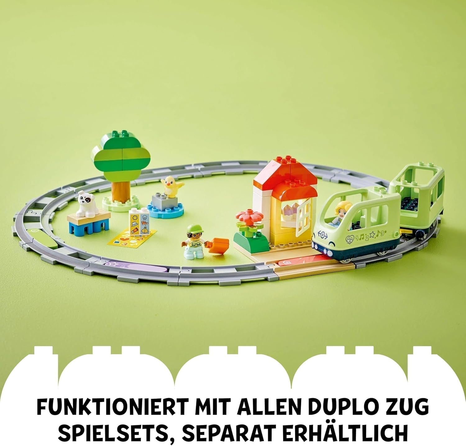 LEGO DUPLO Town Train d'aventure interactif, ensemble de jeu avec lumières et sons pour un jeu de rôle, permet aux enfants de 2 ans de construire des pistes, jouet éducatif préscolaire 10427 Ensembles de construction Besuche den LEGO-Store