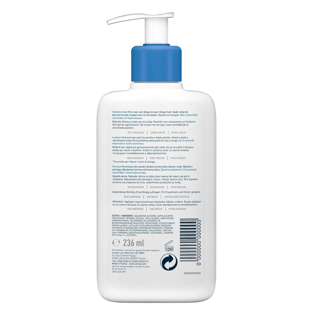 Lotion corporelle Cerave avec pompe doseuse, adaptée à la dermatite atopique et aux peaux sèches ou très sèches, 236 ml Cosmétiques et Beauté Naty Shop