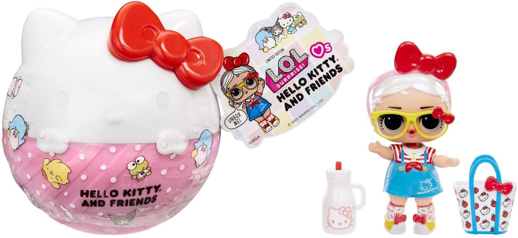 Mdr Surprise ! Love Hello Kitty and Friends - 1 poupée avec 7 surprises, sélection aléatoire, 8 objets à collectionner, pour enfants à partir de 4 ans, rose