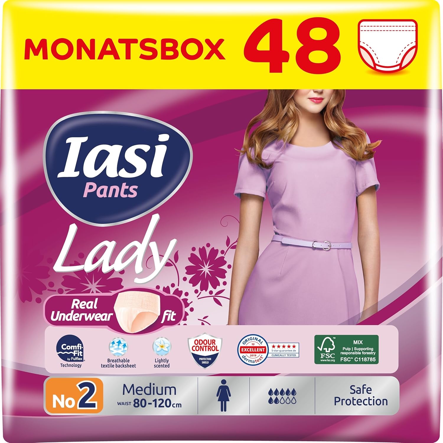 LADY Pants 48 Pantalons Jetables pour Incontinence Urinaire Absorbance Grande Taille S pour Femme 48 Pièces