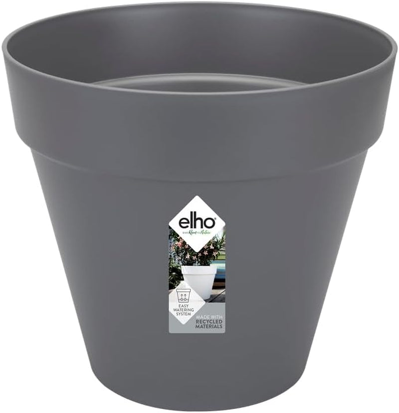 elho Loft Urban Round 40 - Ghiveci de flori pentru exterior - Plastic 100% reciclat - Ø 38,5 x H 35,3 cm - Negru/Antracit