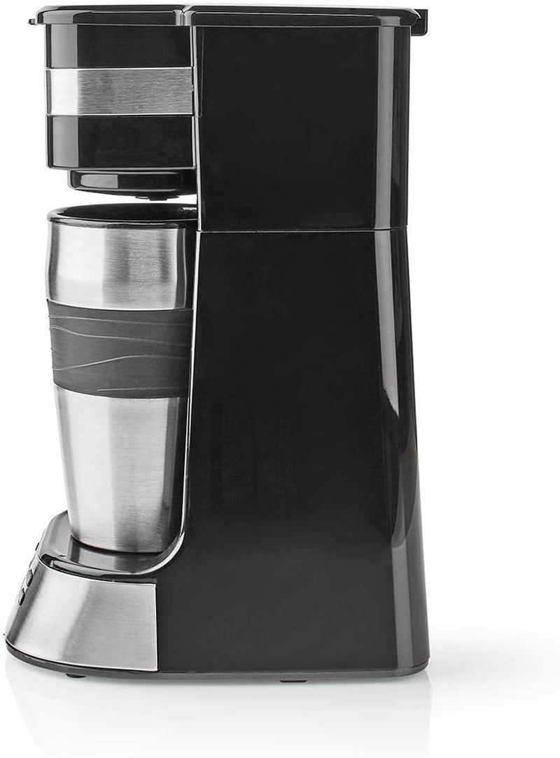 NEDIS Espressor - Café Filtré - 0,4 l - 1 Tasse - Minuteur - Noir / Argent