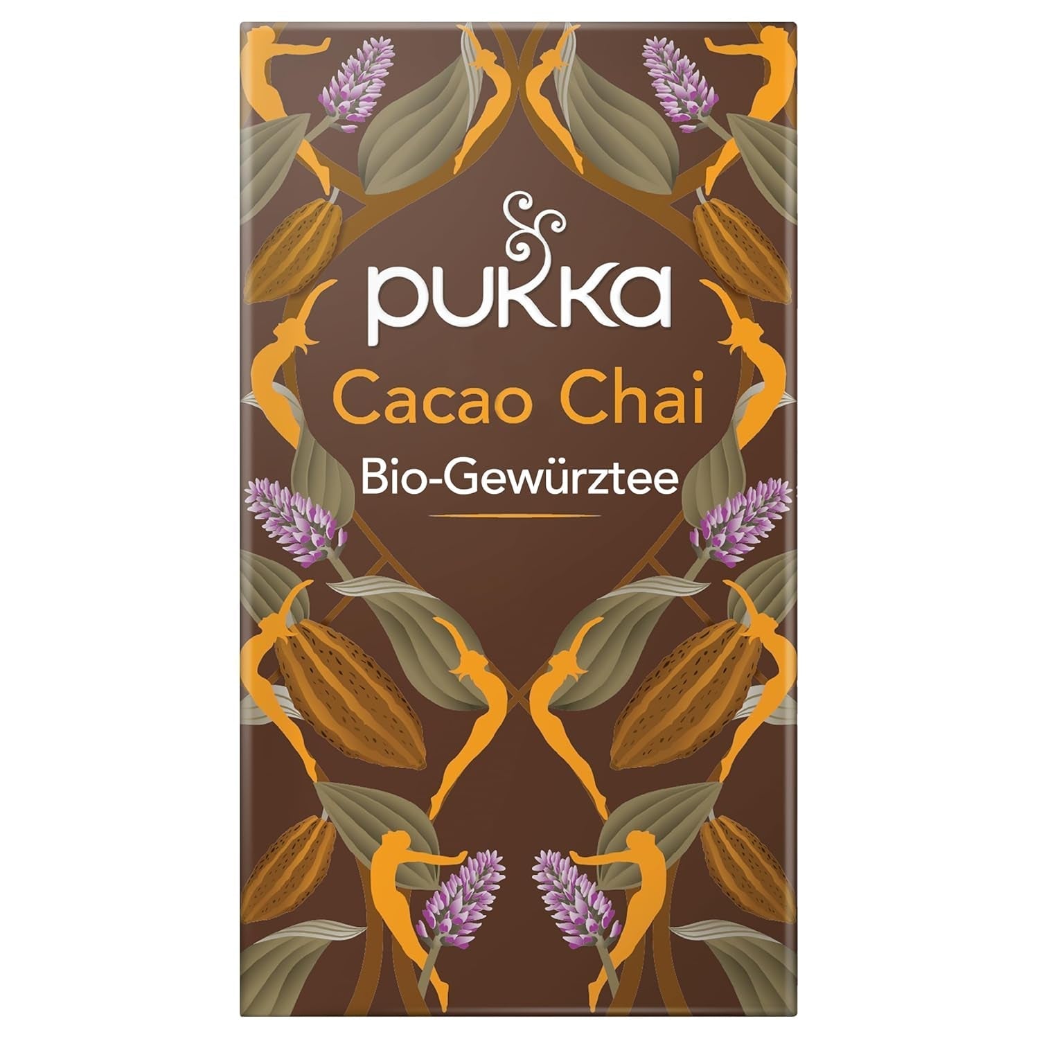 Set de ceai Pukka, ceai cu condimente bio „Cacao Chai”, cacao, scorțișoară, cardamom, rădăcină de cicoare, pentru momente de relaxare, pachet de 4, 80 pliculețe de ceai