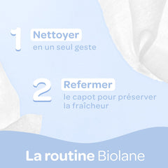 BIOLANE - Lingettes humides bébé à l'eau - 225 lingettes - 3 x 75 pièces - Nettoyage doux et efficace - Dès la naissance - Qualité française