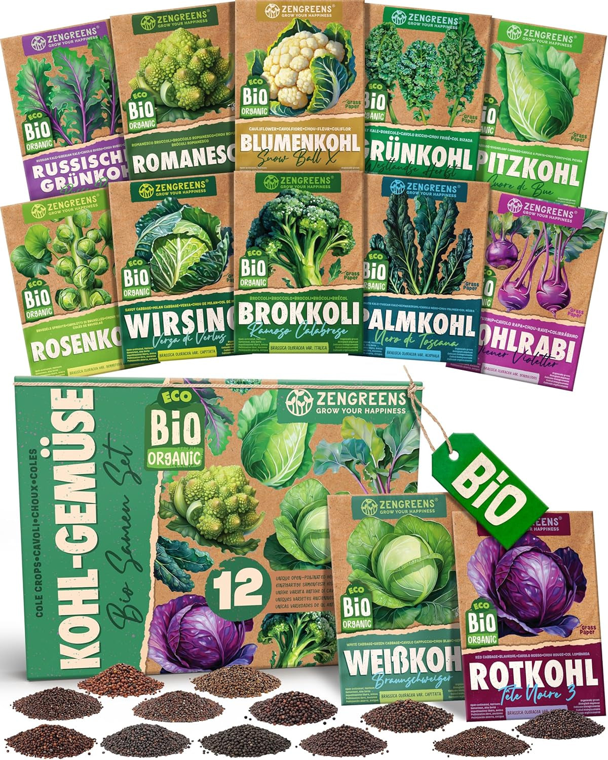 Graines de basilic biologiques dans un ensemble de 6 - 6 graines de basilic pour une culture facile dans le jardin, le balcon ou le parterre surélevé - Graines de plantes - Semis