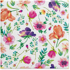 PAW - Serviettes 3 Plis (33 X 33 Cm) I 20 Pièces I Parfaites pour les Anniversaires, Fêtes, Mariages, Communions et Fêtes I Décorations de Table Serviettes en Papier Colorées - Fleurs Colorées Flore I Composition Florale