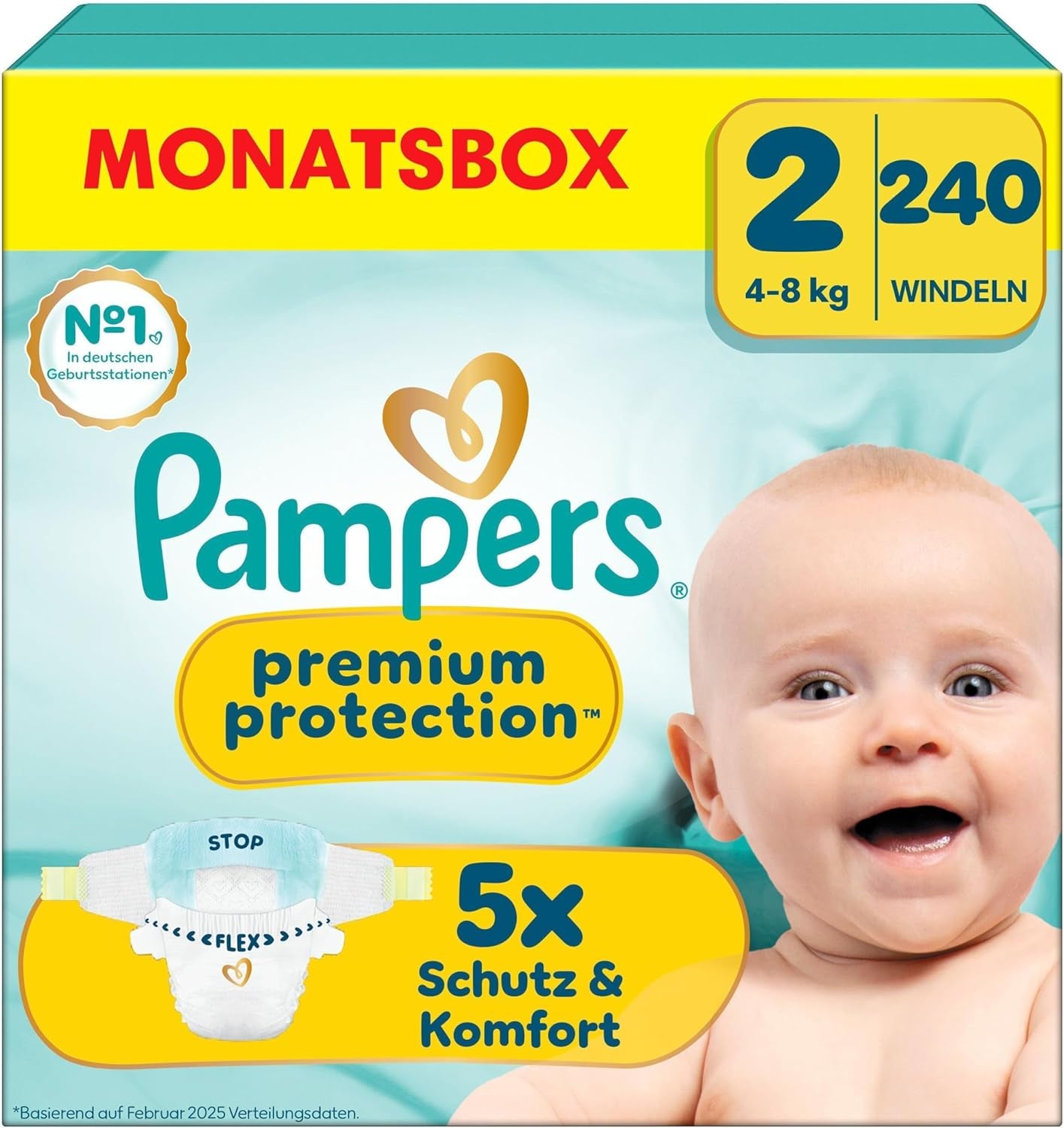 Pampers Premium Protection Taille 6, 144 couches, 13 kg-18 kg, notre protection n°1 contre la peau et les fuites