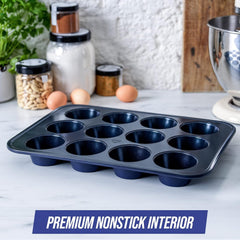 Blue Diamond Bakeware 12Er Muffinform Mit Antihaftbeschichtung, Blau Moules et plaques à pâtisserie Naty Shop