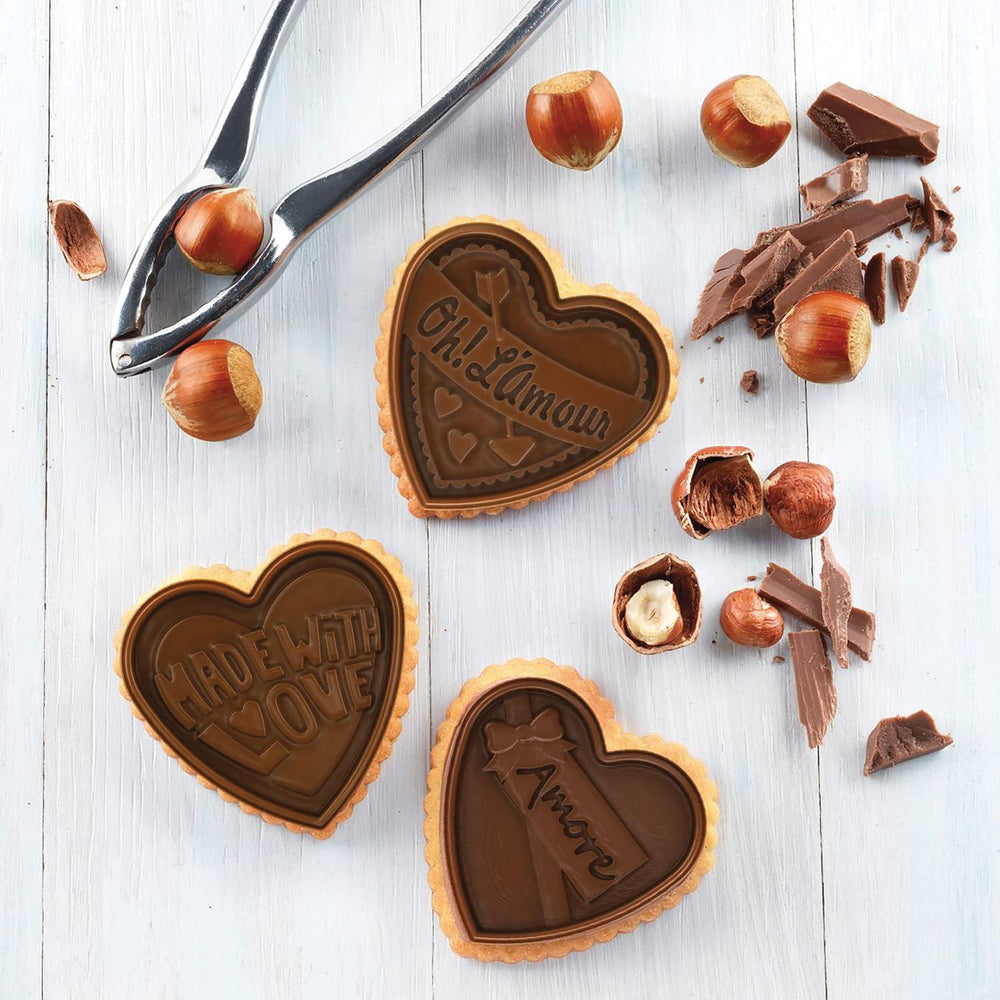silikomart | CKC06 Moule à Chocolat en Silicone COOKIE LOVE SLIM, Antiadhésif, 6 Chocolats, 1 Paquet, Moule à Bonbons, Easy Choc, 64 x 63 mm, h 5 mm, Volume 51 ml, Fabriqué en Italie