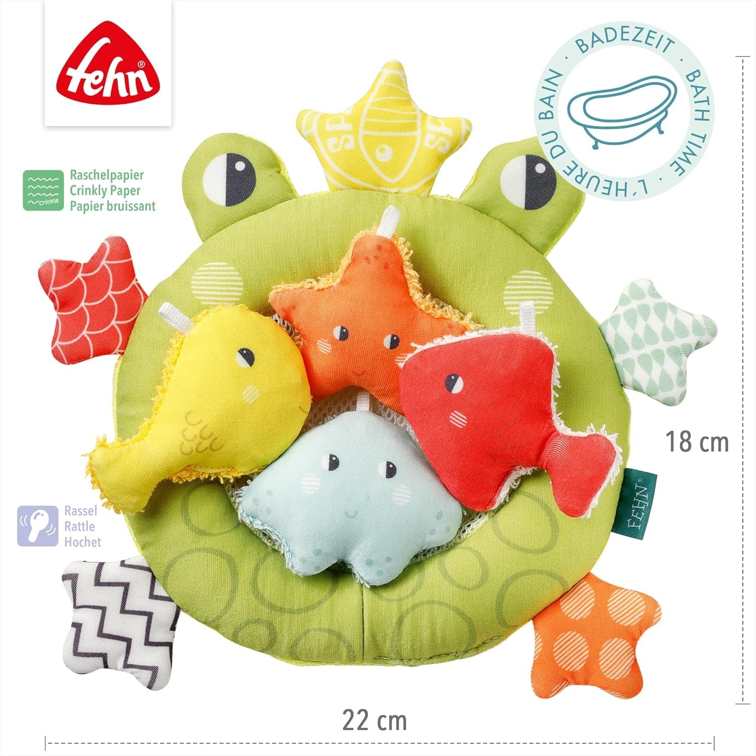 Filet de bain grenouille Fehn - Jouet de bain pour bébé pour baignoire - Jouet aquatique flottant pour un bain joyeux - Jouet de bain pour bébés et jeunes enfants à partir de 0 mois Jouets pour bébés Naty Shop