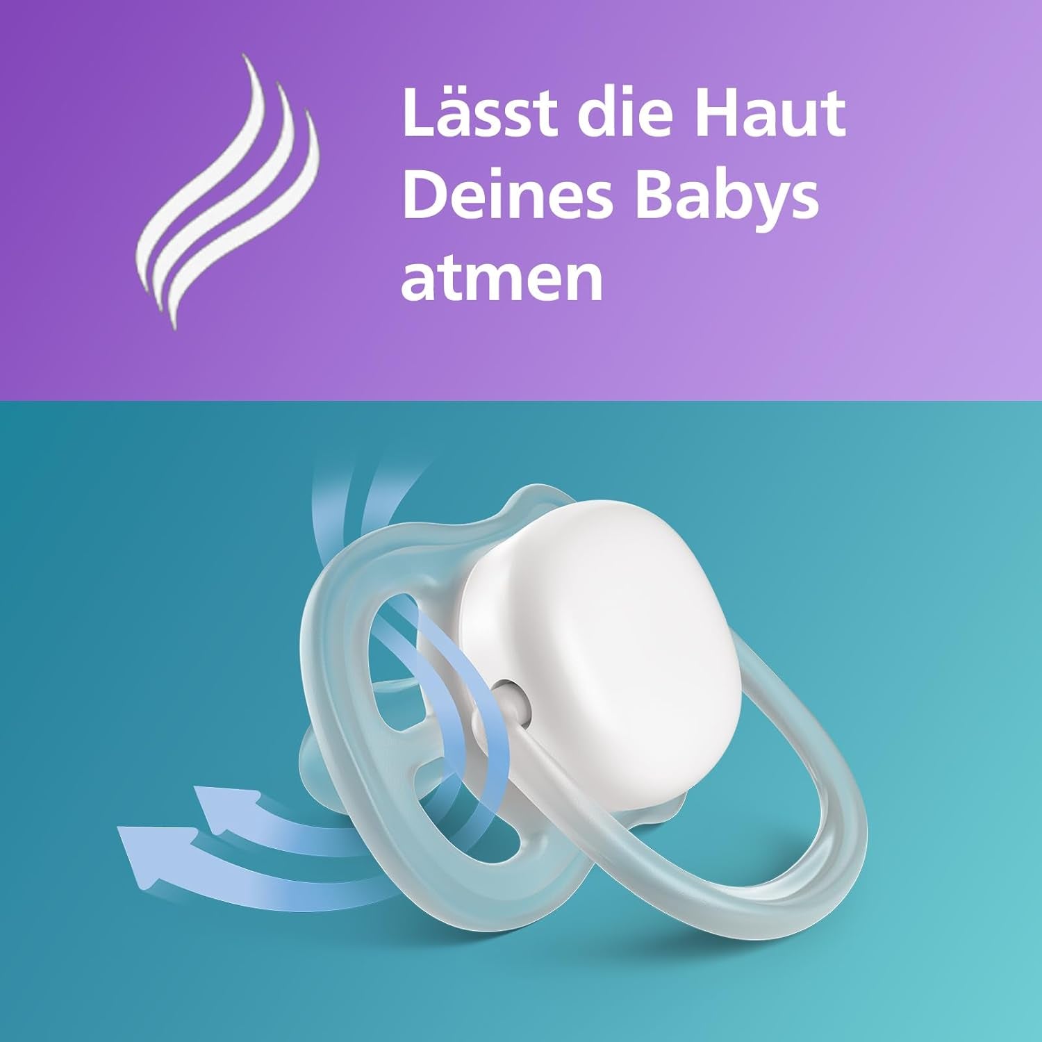 Sucette Philips Avent Ultra Air - lot de 2 sucettes respirantes sans BPA pour bébés à partir de 18 mois, comprenant étui de transport et stérilisation, Baleine/Baleine (Modèle SCF349/24)