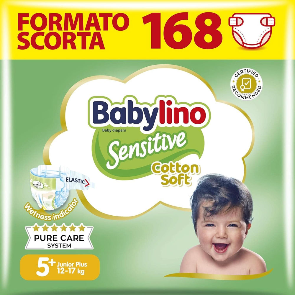 Babylino Couches sensibles et délicates pour enfants, différentes tailles Mère et Enfant Naty Shop Taille 5+ (168 pièces)