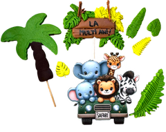 Safari Set de 8 Décorations Comestibles - Figurines en Pâte à Sucre Pour Desserts