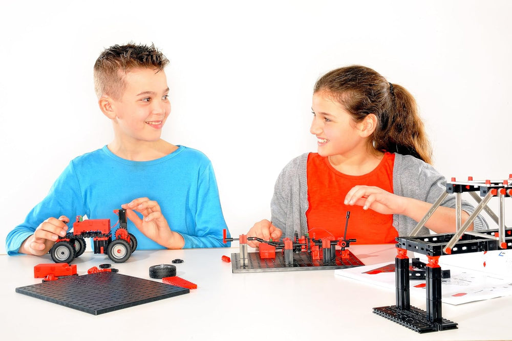 fischertechnik 536622 ADVANCED Mechanic & Static 2 – Bausatz für Kinder ab 9 Jahren, Experimentierkasten mit 30 Modellen, inkl. Motor, fördert technisches Verständnis, Rot
