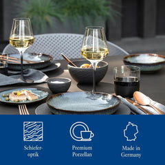 Villeroy & Boch – Manufacture Rock Starter-Set 6 Teilig Schwarz, Spülmaschinenfest, Mikrowellensicher, Geschirr Set Schwarz Matt, Tafelservice, Essgeschirr, Premium Porzellan Vaisselle Naty Shop