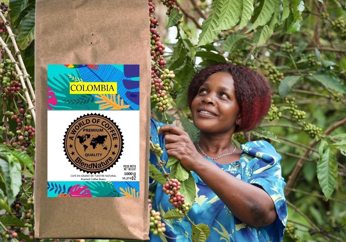 1 kg de grains de café naturels 100% Arabica - origine exclusive de Colombie - récompensé par 82 points par la Specialty Coffee Association (SCA) - pour son arôme, son goût et son excellence