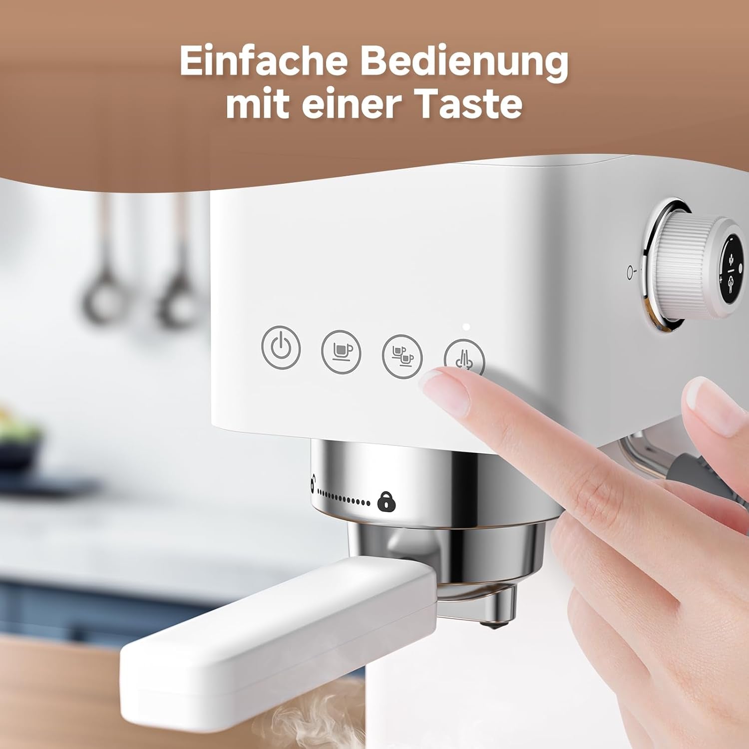 AMZCHEF Machine à expresso 20 bars, écran LED, mousseur à lait professionnel et lance à vapeur en acier inoxydable, réservoir amovible de 1,5 L, chauffage rapide de 1350 W, blanc