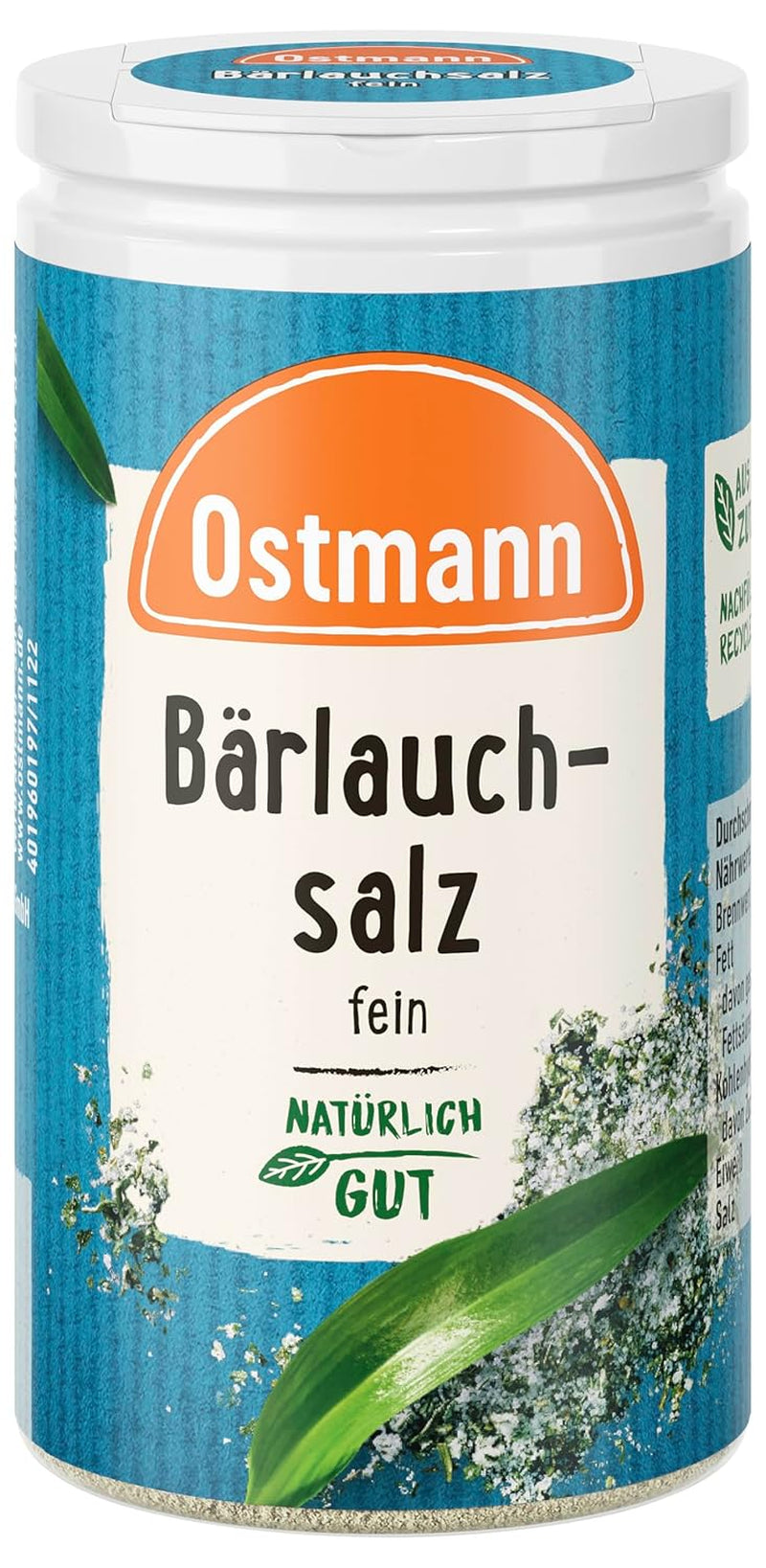 Ostmann Gewürze - Bärlauchsalz | Idéal pour Herzhaften Gemüse oder Fleischgerichten Recyclebare, nachfüllbare Streudose | 65 g dans du Streuer