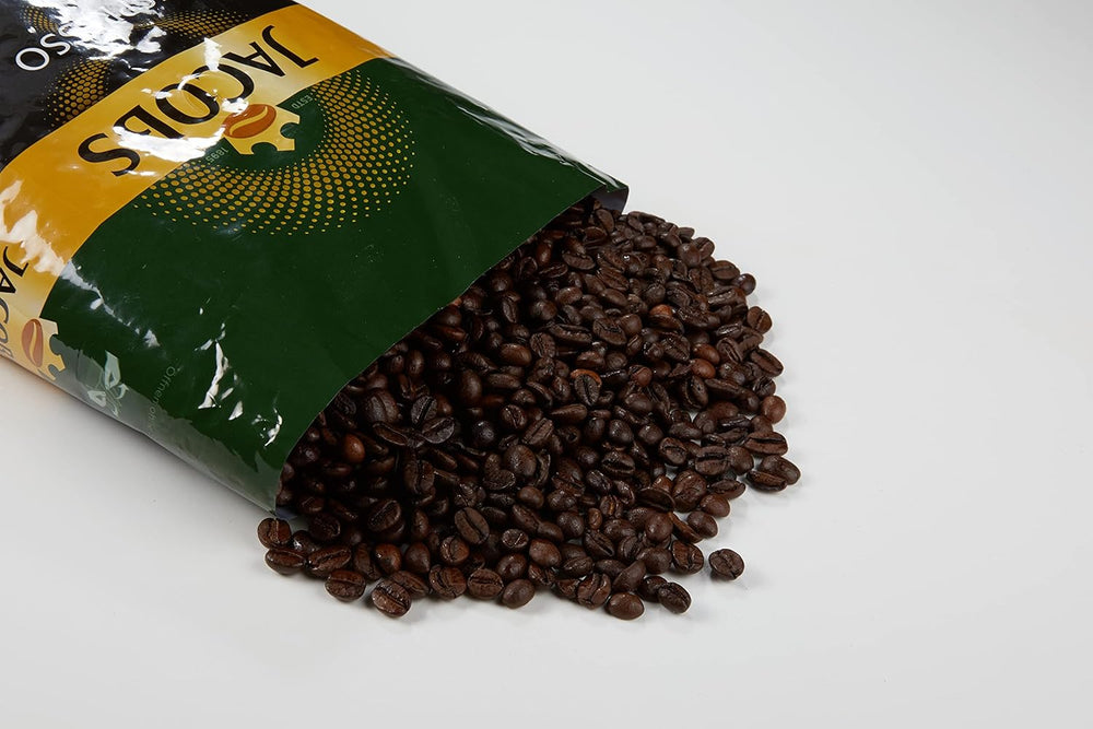 Café en grains Jacobs Café Espresso 1kg - Grains Arabica et Robusta forts, épicés, force 8/10, idéaux pour l'espresso (paquet de 4)