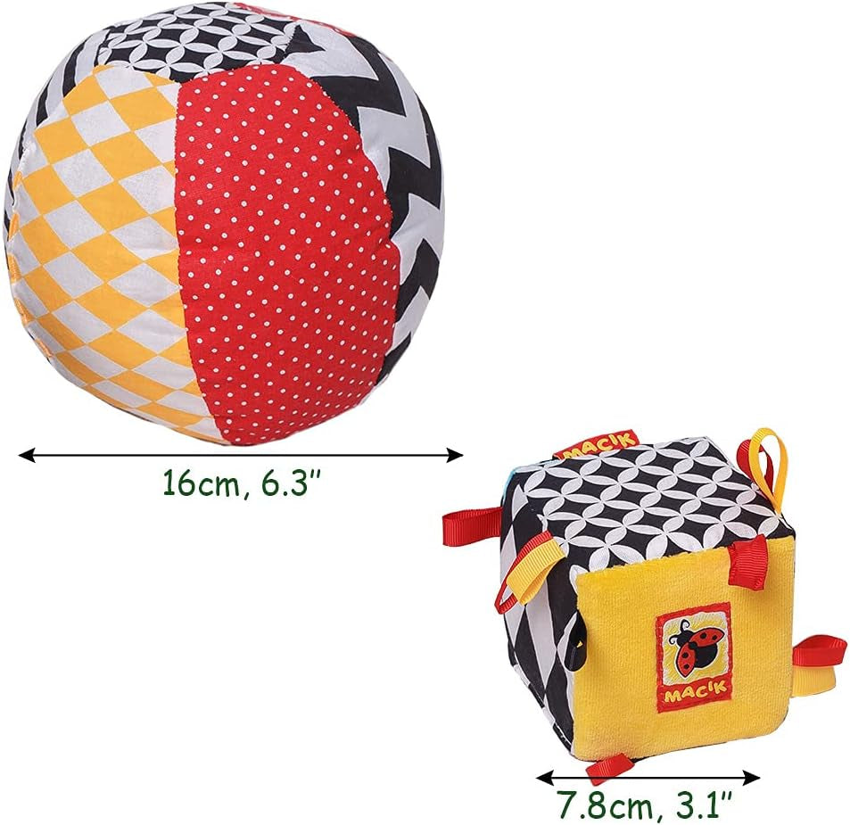 magdum 2 set jeu de cube bébé + balle en tissu - jouet de motricité à partir de 1 an - jouet pour enfant 6 mois - jouet Montessori - jouet éducatif 1 an - cadeau pour enfant - balle pour enfant - cube pour enfant - cadeaux pour enfants Jouets Bebe Naty Shop