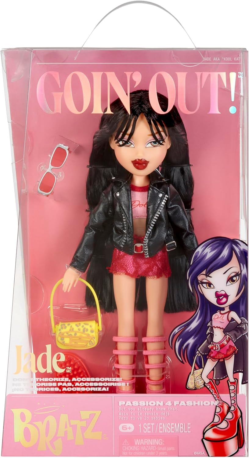 Bratz sort ! - Jade - 1 poupée de collection avec accessoires, tenue, sac, lunettes de soleil et brosse - Jouet pour enfants - 6 ans et plus, rouge