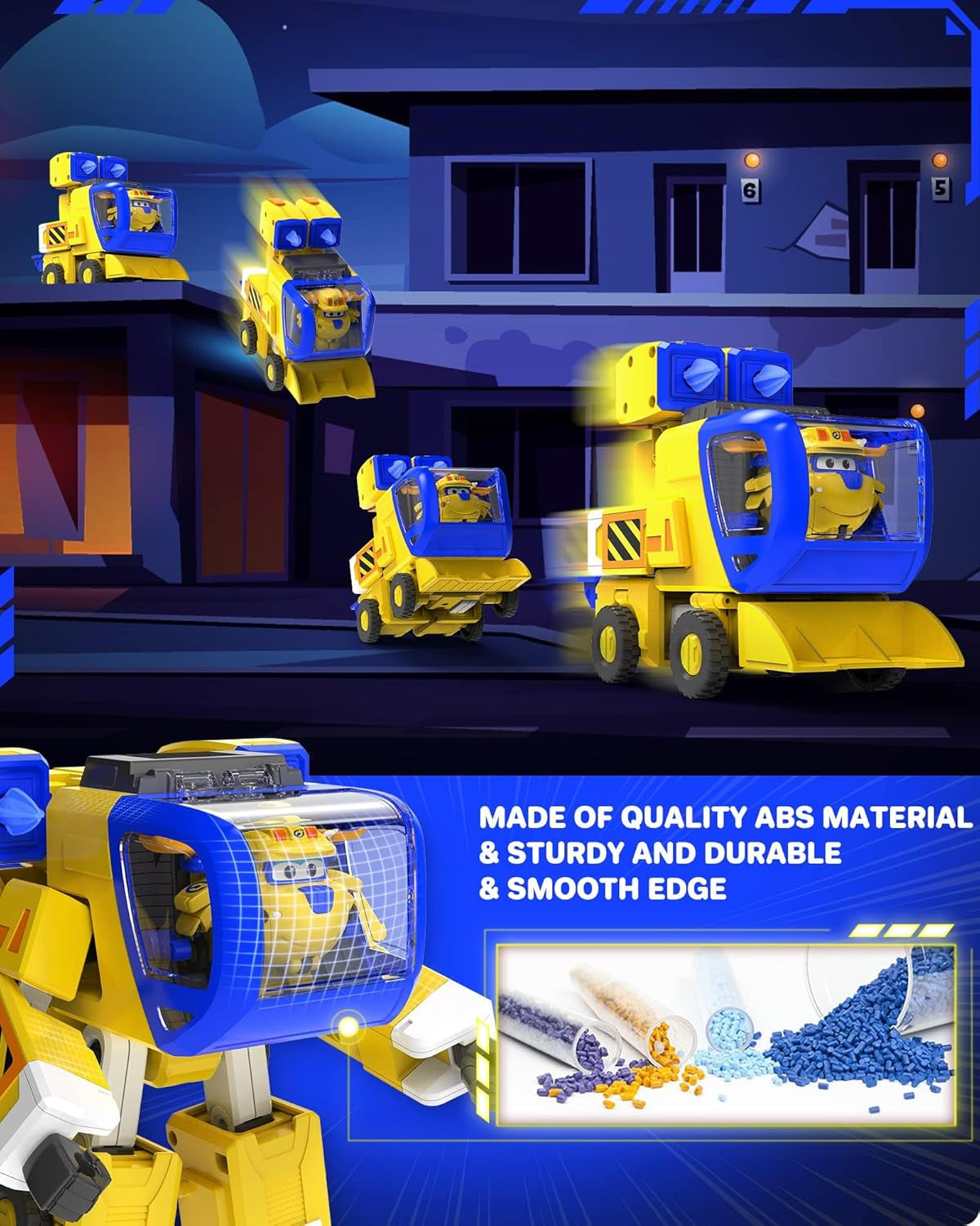 Super Wings EU750322 - Transforming New Robot Suit Donnie, Aprox. 23 cm figurină mare pentru copii, avion de jucărie transformabil și figurină robot, galben Action figures Naty Shop