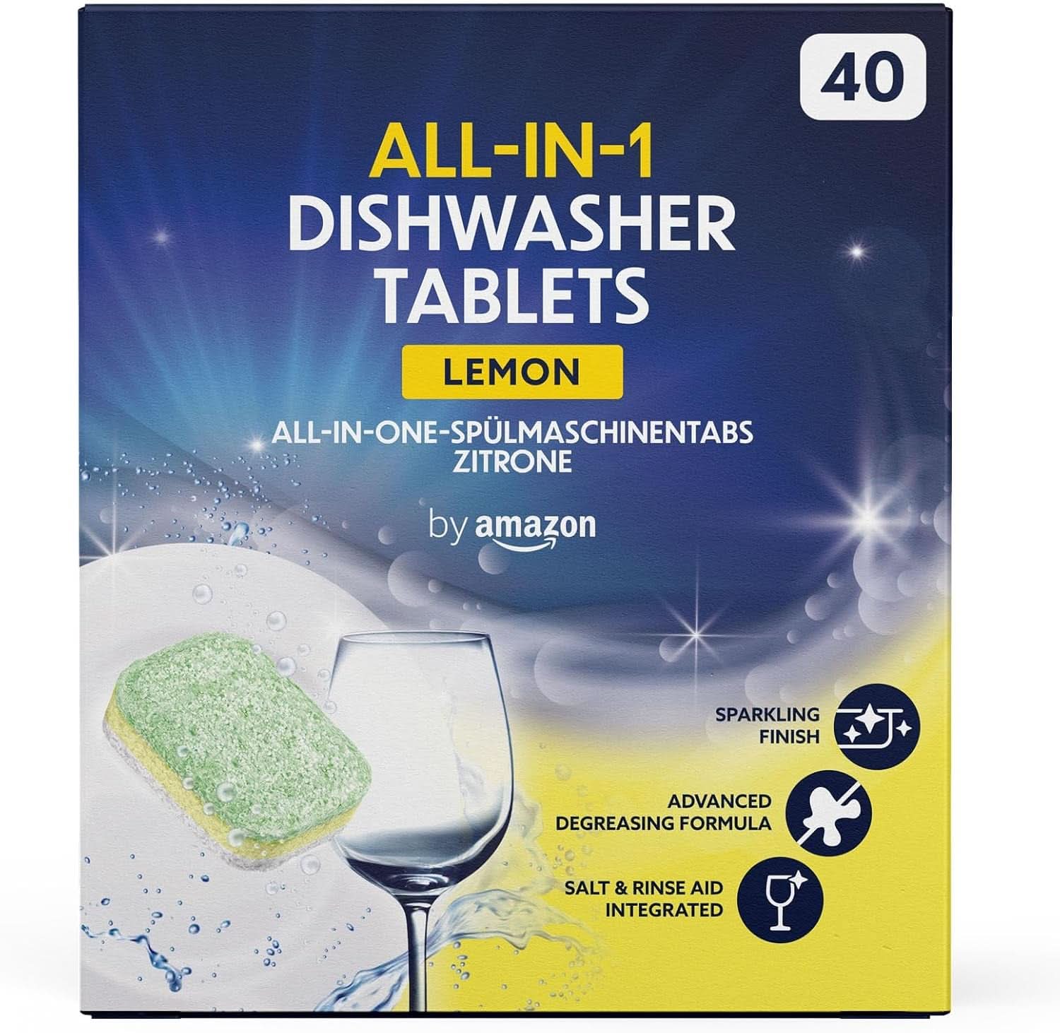 Tablettes pour lave-vaisselle tout-en-un, citron, 40 tablettes Naty Shop Kitchen Detergents