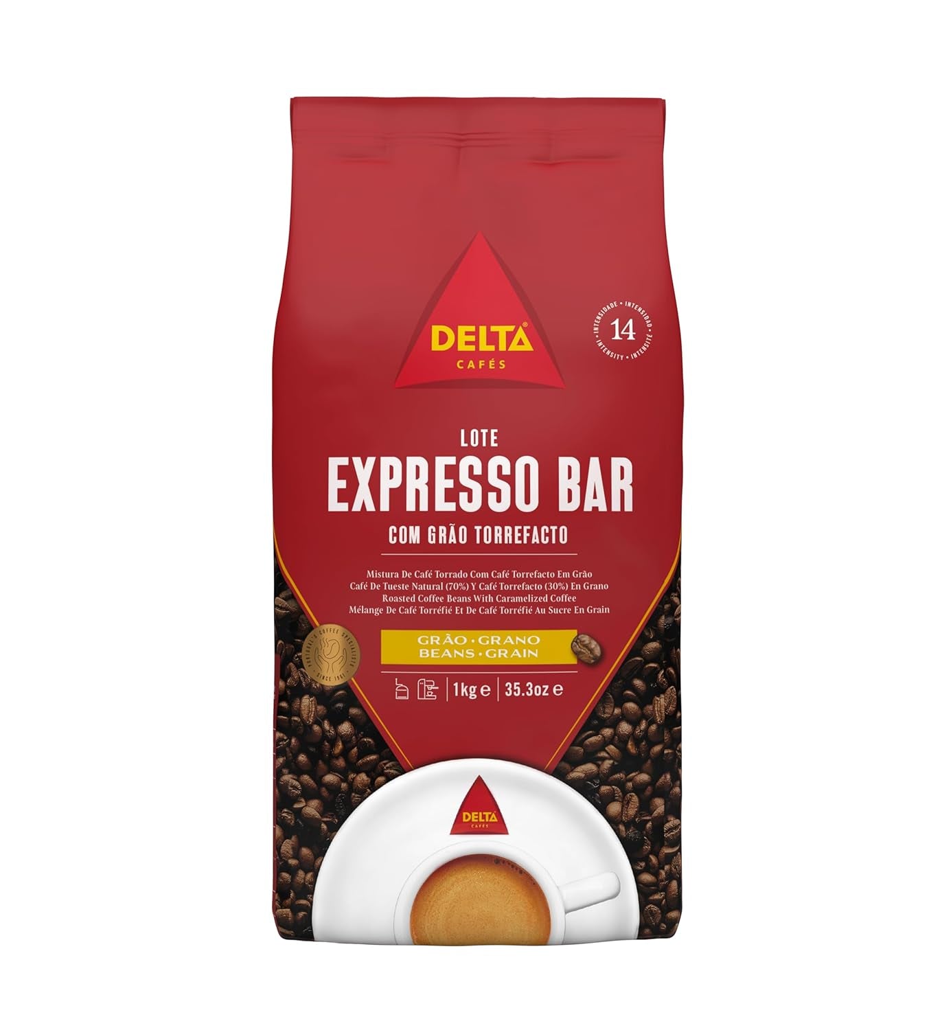 Röstkaffee mit glasierten Bohnen, ganze Bohne - Café Delta Expresso Bar 70/30