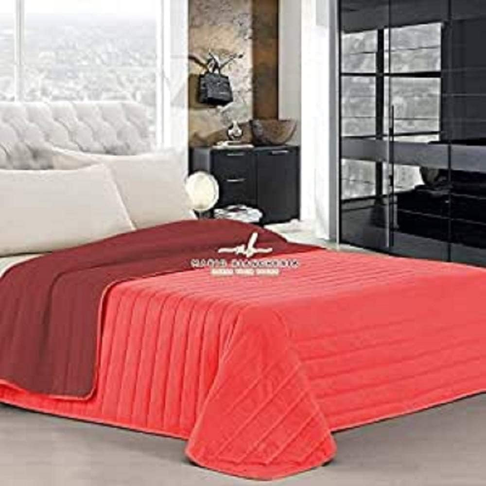 PETTI Artigiani Italiani - Couvre-lit simple, couvre-lit double face, couvre-lit à ressorts, bleu nuit, blanc, 100% Made in Italy