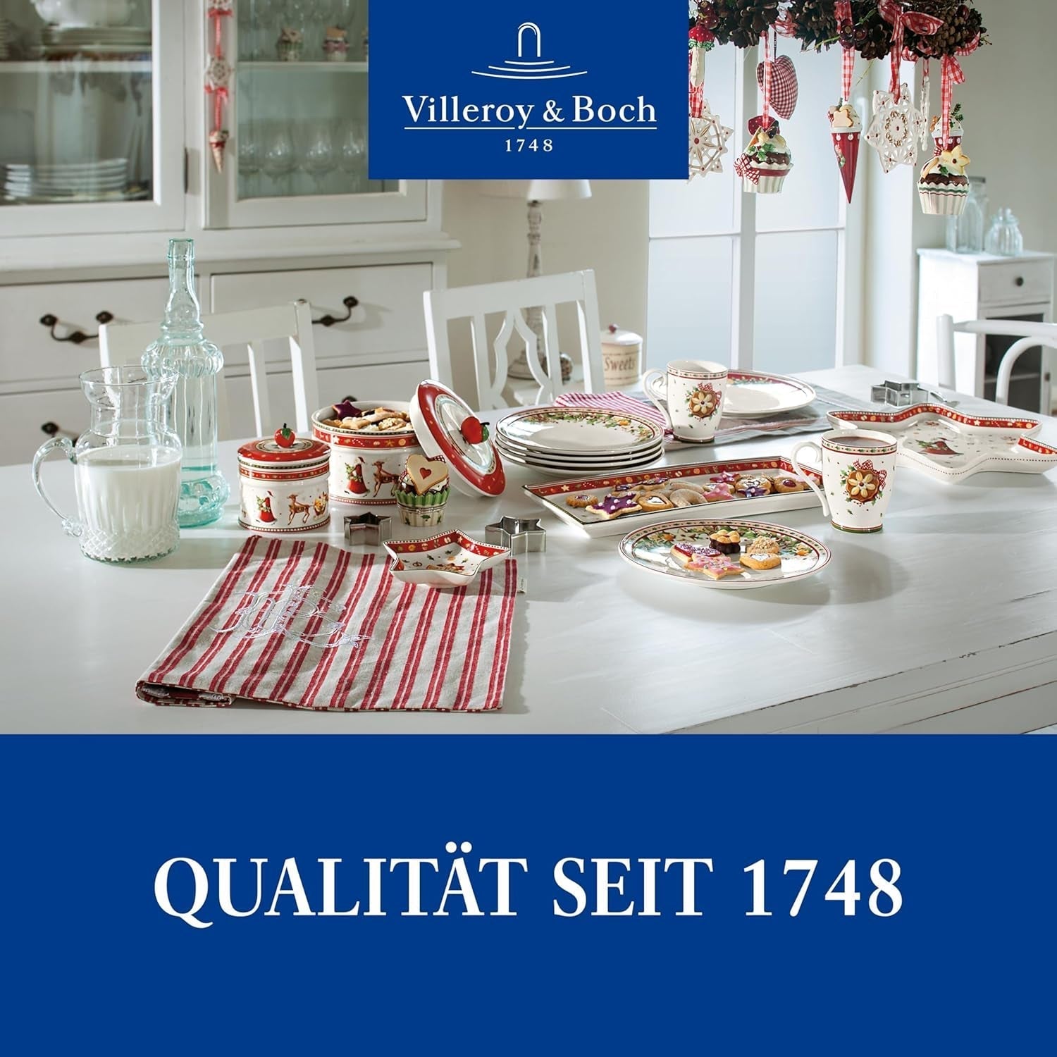 Villeroy & Boch - Petite boîte de rangement Winter Bakery Delight, boîte à biscuits de Noël en céramique, boîte de Noël, boîte à biscuits, boîte à biscuits, boîte en céramique avec couvercle, boîte à bonbons, boîtes de conservation en porcelaine premium Naty Shop