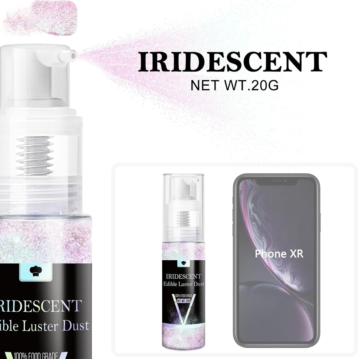 Ensemble de spray à paillettes comestibles – 20 g de poussière de paillettes irisées pour boissons, champagne, gâteaux – Colorant alimentaire métallique comestible pour cocktails, vin, liqueur, pâtisserie, gâteaux