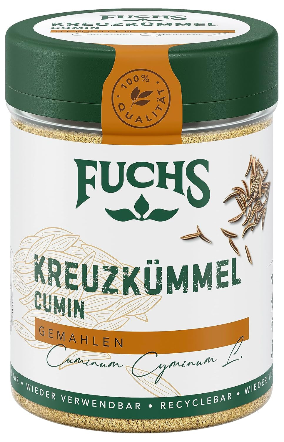 Fuchs Gewürze - Kreuzkümmel gemahlen - zum Würzen von Couscous, Hummus et Falafel - ingrédients naturels - 50 g en dose variable, recyclable