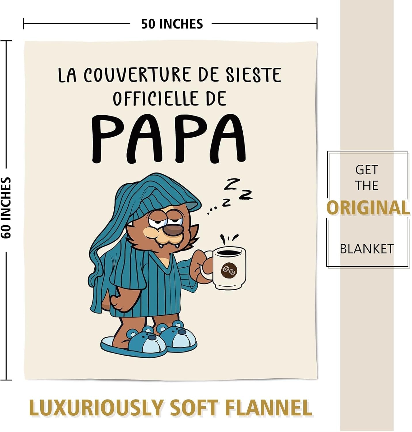 Couverture en flanelle Juratar pour papa - cadeau pour anniversaire, fête des pères et Noël - 152 X 130 cm Lits et couvertures Besuche den Juratar-Store