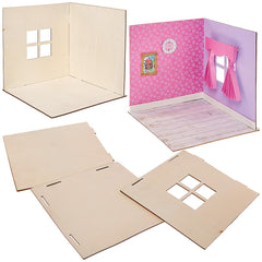 Baker Ross FN255 Mini kit de maison de poupée en bois – Kit de maison de poupée 1 pièce pour enfants Kit de bricolage