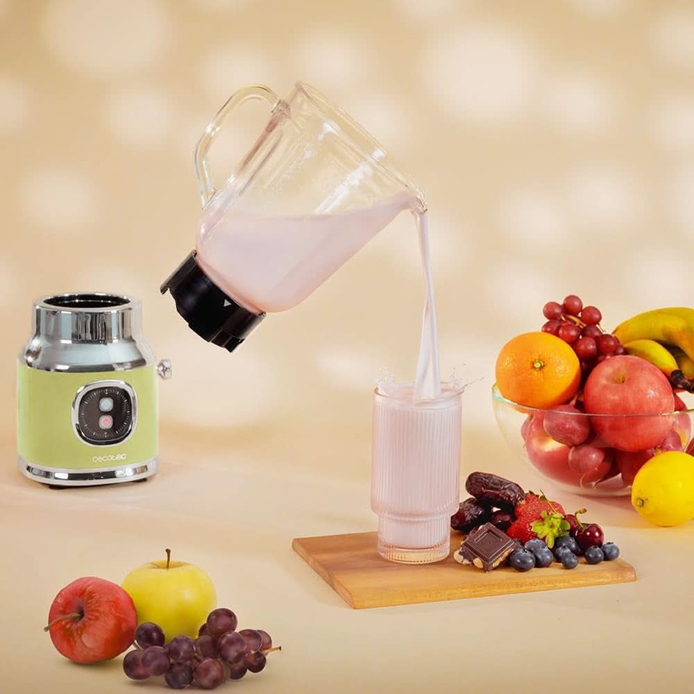 Cecotec Batteur Sur Socle Retro Retrotwist Vert. 800W Puissance Maximale, Fonction Pulse, 4 Cuillères Avec Titane Beschichtung Und 1L Krug, Design Vintage dans Grün Kitchen Naty Shop