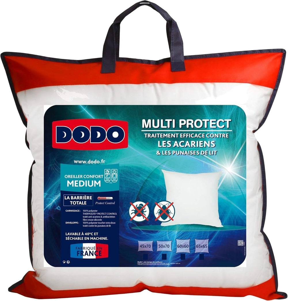 Oreiller anti-acariens et punaises de lit 60 X 60 cm, confort moyen, oreiller Multi Protect, douceur et protection, lavable en machine à 40 °C Oreillers standards Naty Shop