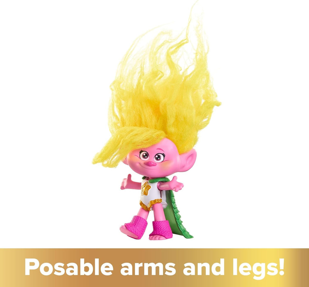 Mattel DREAMWORKS TROLLS Together Strong - Queen Poppy, Viva, Branch, Guy Diamond avec Tiny Diamond avec cheveux en peluche et 5 articulations, pour 3 ans et plus, HNF07 Naty Shop Dolls