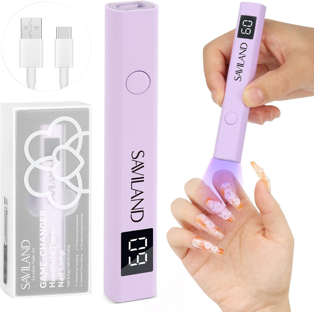 Saviland U V Lampe pour Gel Nägel: Mini U V Lampe pour NägelSchützen Sie Die Haut Wiederaufladbar Klein LED Nagellack Trocknergerät pour Nagellack Aufbaugel Nail Tips Nagelkleber Geschenke Für Frauen