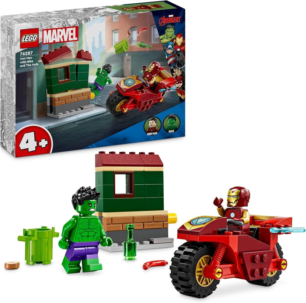 LEGO Marvel Iron Man avec vélo et Hulk, jouet de construction de super-héros pour enfants, ensemble de collection de vélos et de figurines, cadeau pour filles et garçons de 4 ans 76287 Ensembles de construction Besuche den LEGO-Store Default Title