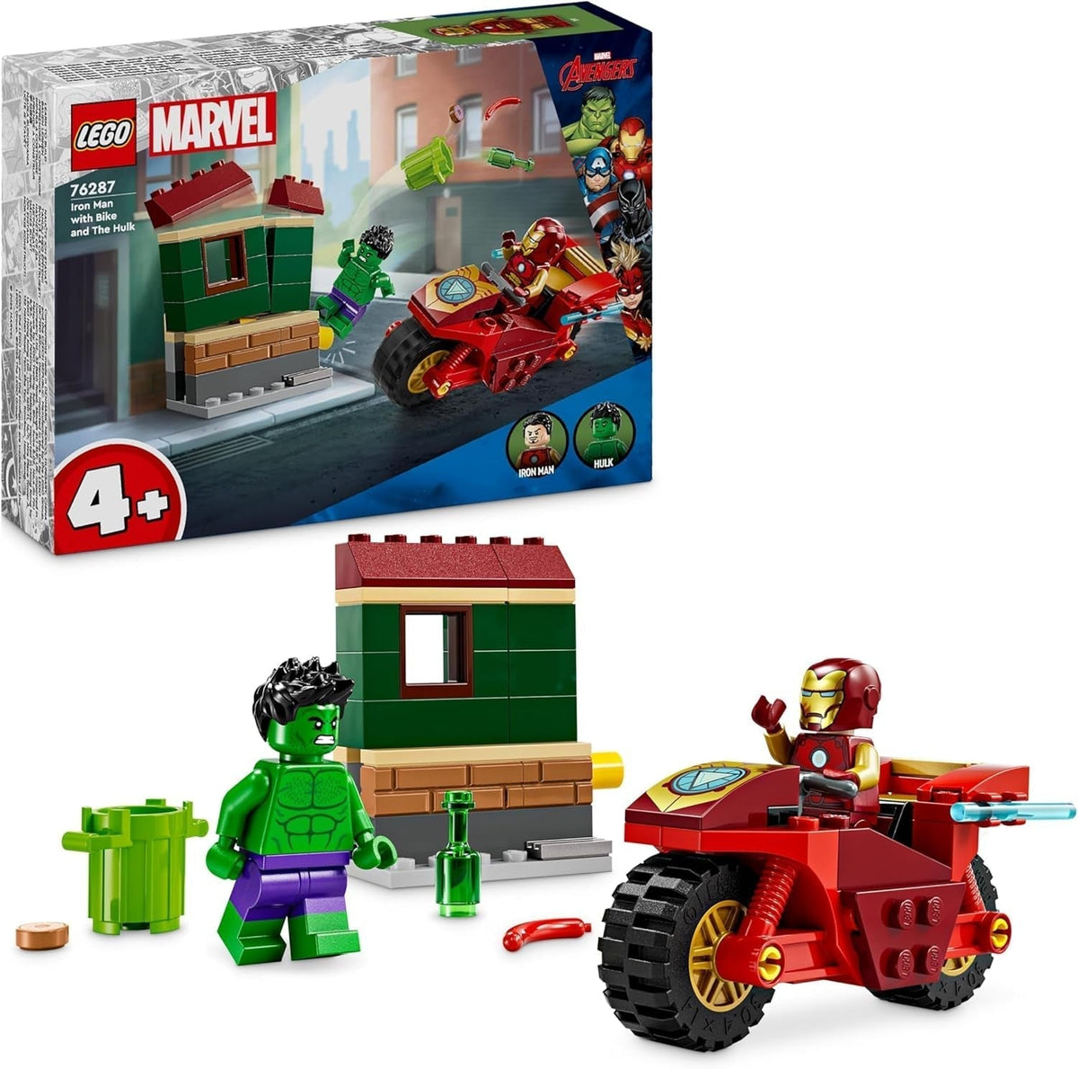 LEGO Marvel Iron Man avec vélo et Hulk, jouet de construction de super-héros pour enfants, ensemble de collection de vélos et de figurines, cadeau pour filles et garçons de 4 ans 76287 Ensembles de construction Besuche den LEGO-Store Default Title