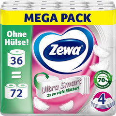 Zewa Ultra Smart Papier toilette en vrac, 36 rouleaux de 280 feuilles, rouleau géant, 4 épaisseurs, couleur claire