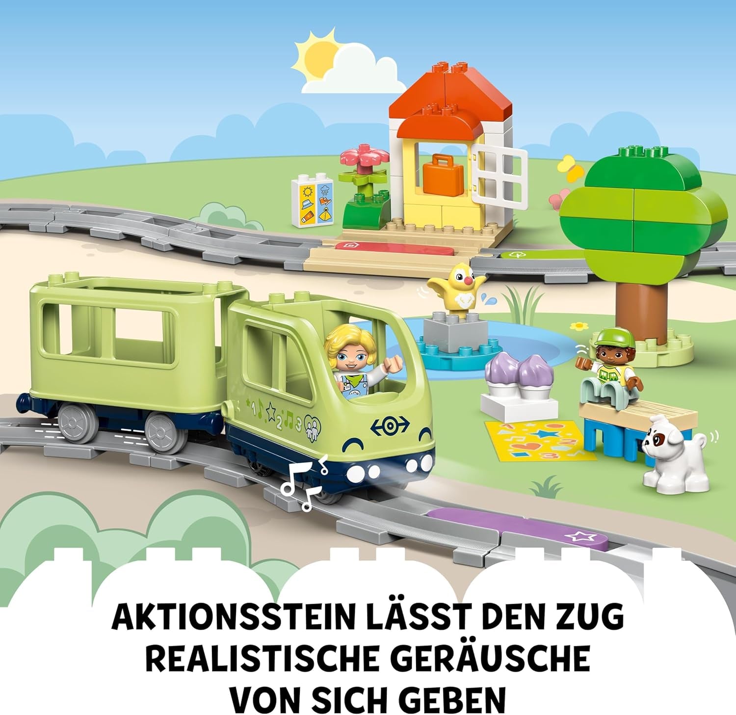 LEGO DUPLO Town Train d'aventure interactif, ensemble de jeu avec lumières et sons pour un jeu de rôle, permet aux enfants de 2 ans de construire des pistes, jouet éducatif préscolaire 10427 Ensembles de construction Besuche den LEGO-Store