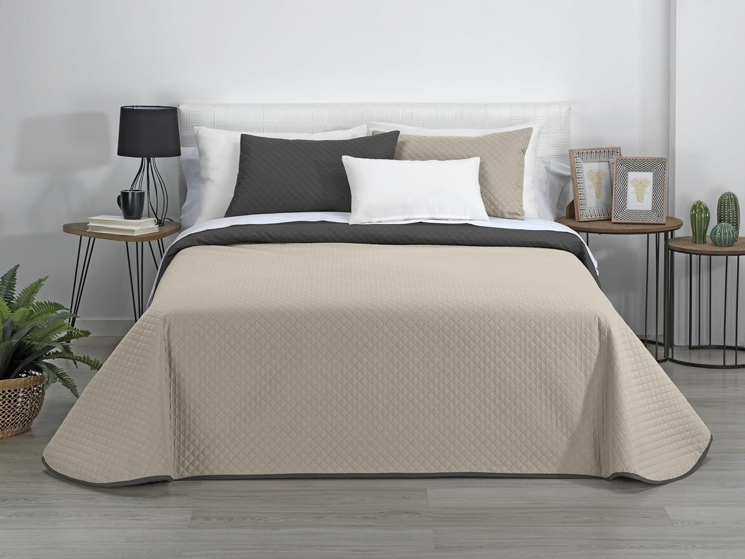 Estoralis | AVA | Courtepointe boutique réversible | Pour toutes les saisons | Couleur - Gris/Anthracite | Pour lit 140/150/160 cm. lit. (250 X 270 Cm. Ancho X Alto) | Couette matelassée Couettes et couettes Naty Shop